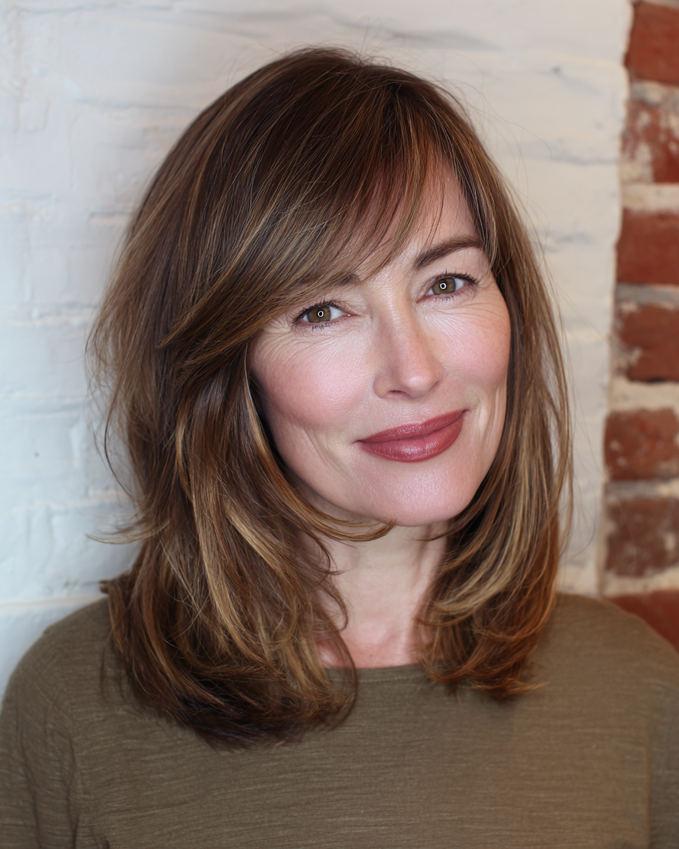 Softly Layered Shoulder-Length Cut with Subtle Highlights
