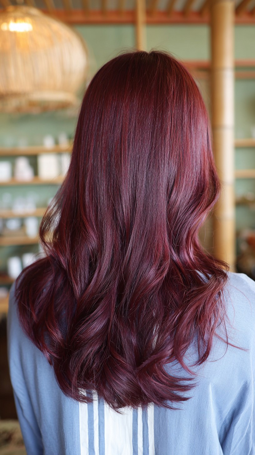 Sumptuous Red Wine Glossy Waves