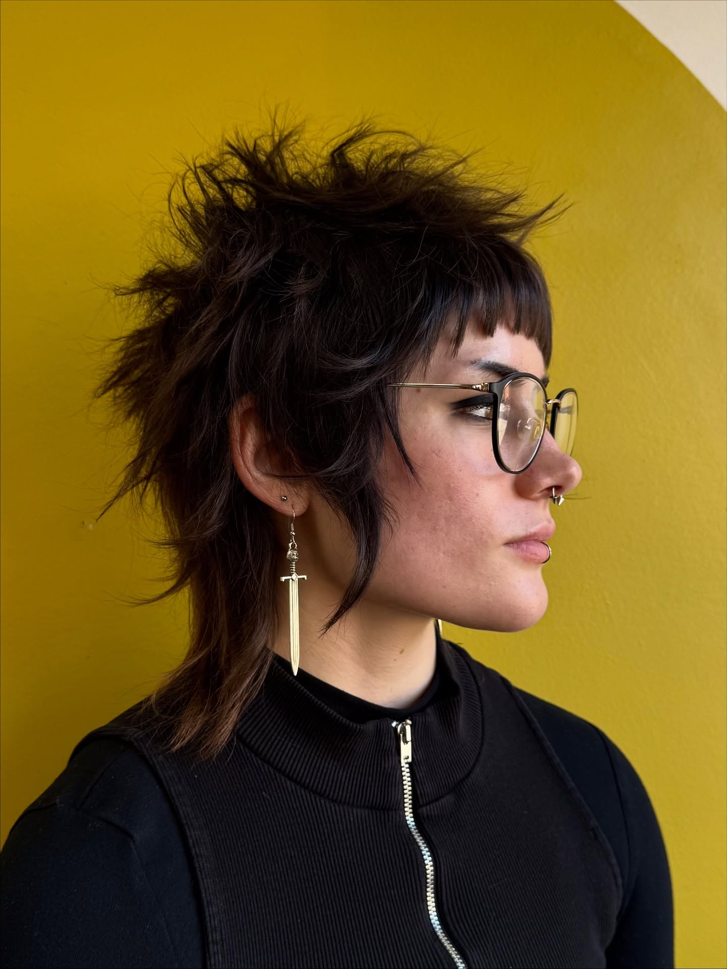 Textured Edgy Shag with Bold Bangs