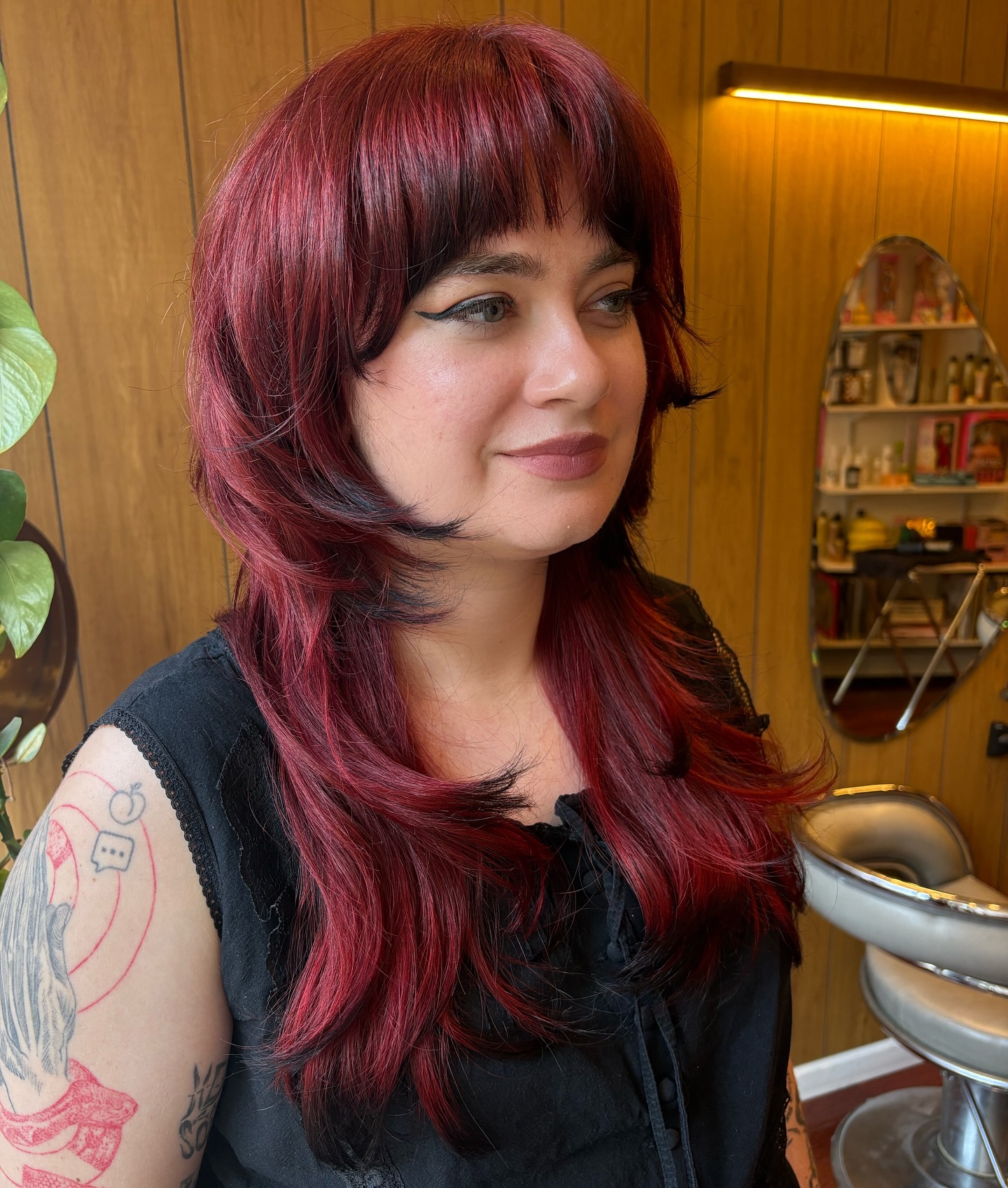 Vibrant Burgundy Layers with Subtle Fringe