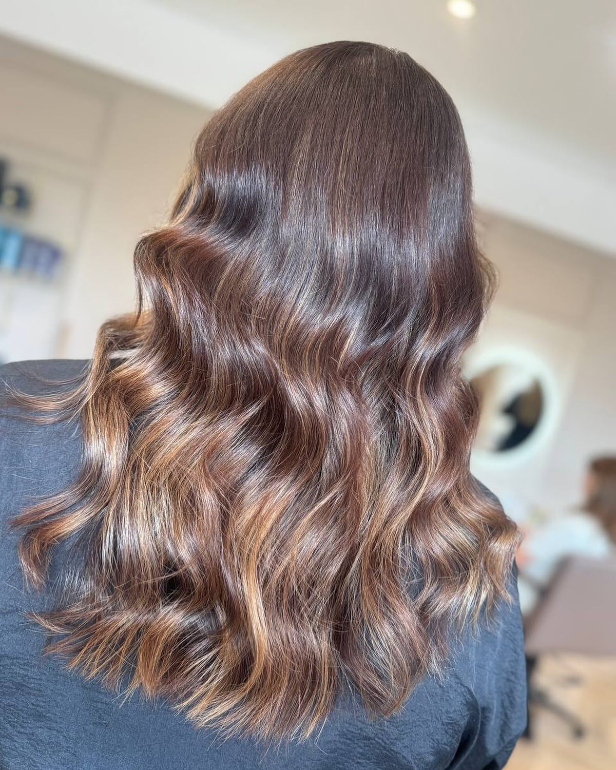 Warm Chocolate Balayage with Soft Waves