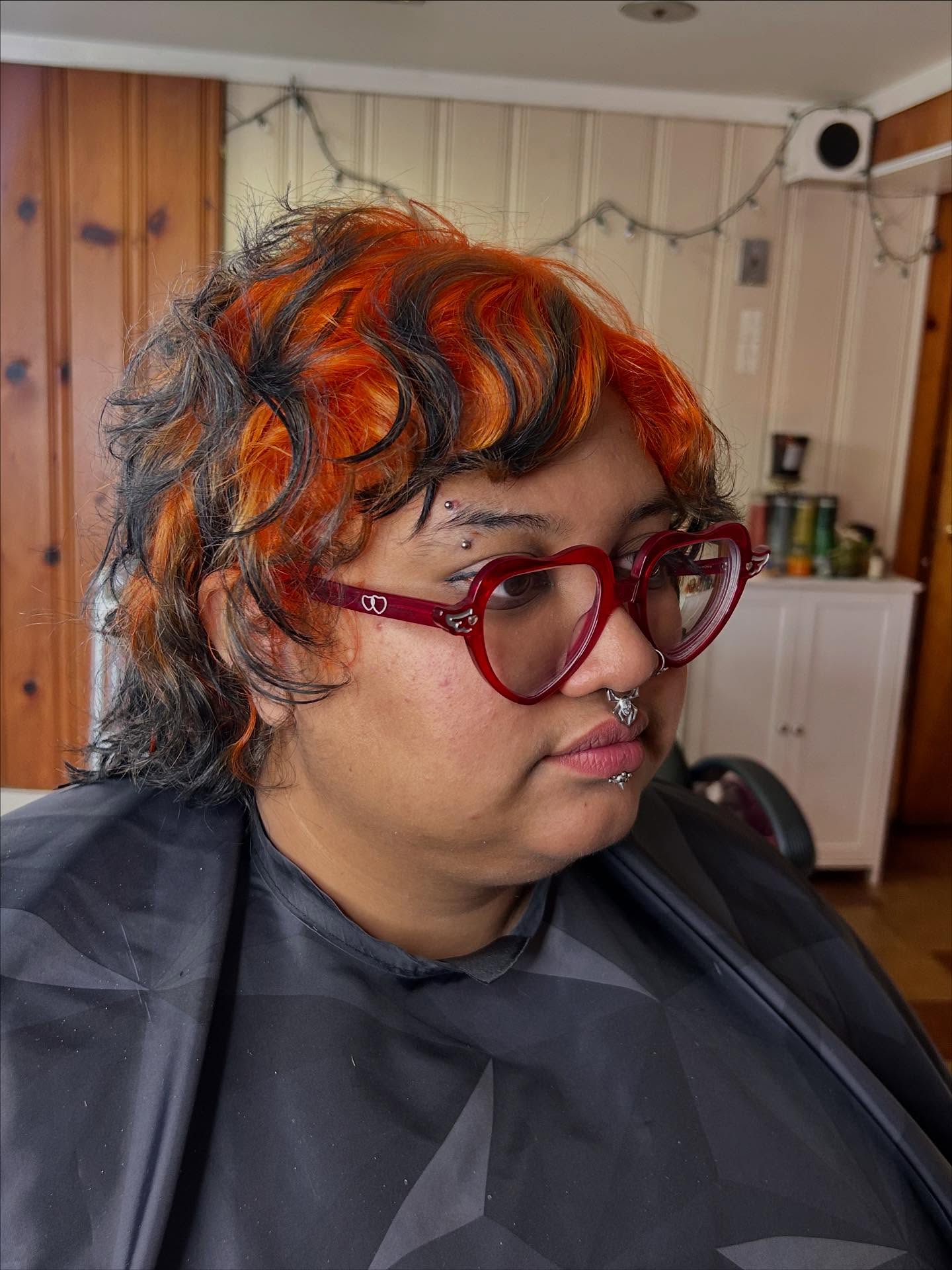 Whimsical Fire Swirl Short Bob