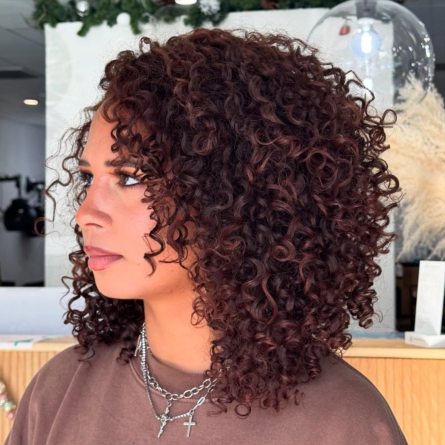 Cascading Chestnut Curly Layers