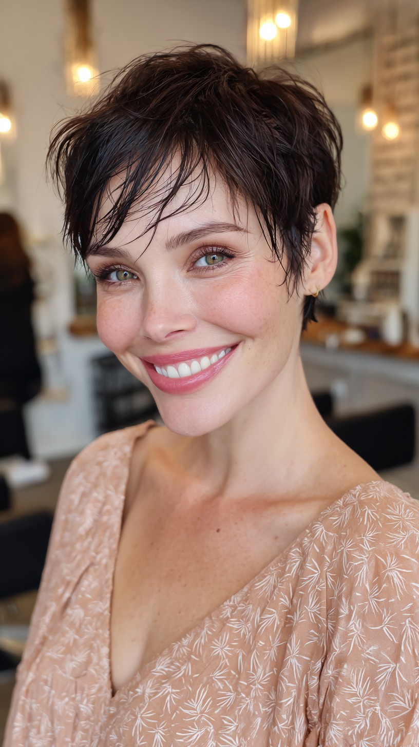 Charming Pixie Cut with Dynamic Wet Texture