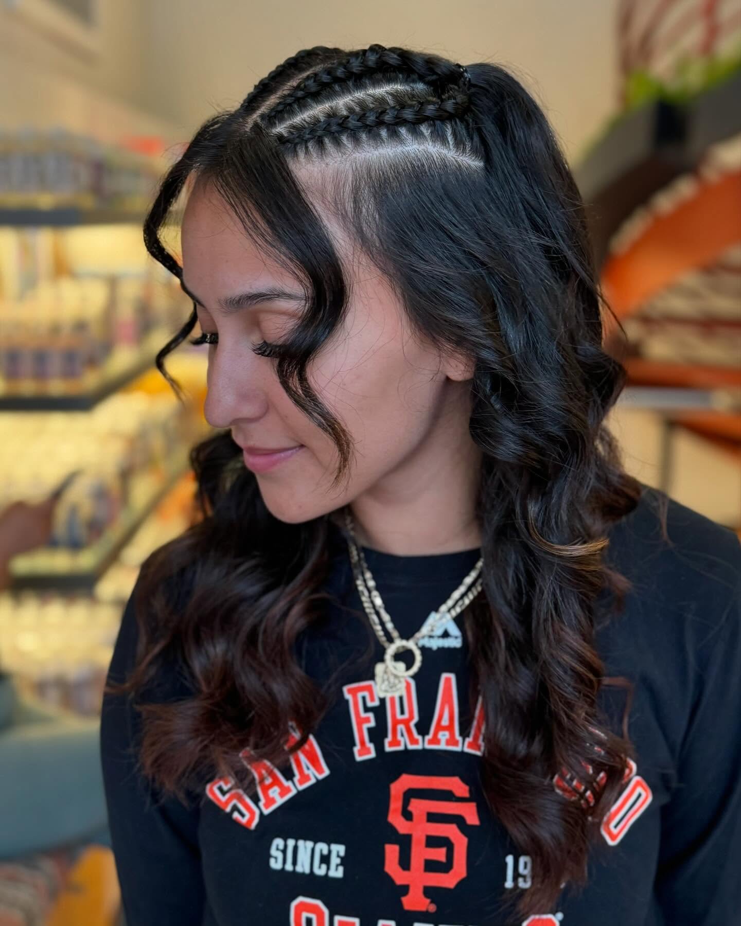 Chic Braided Curls with Face-Framing Waves