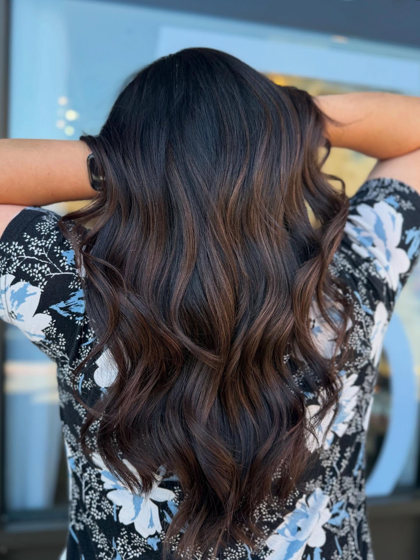Chic Dark Brown Balayage with Glossy Waves