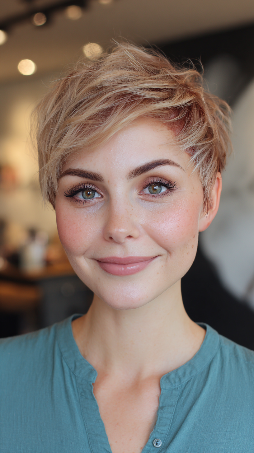 Chic Short Pixie Cut with Burgundy Lowlights