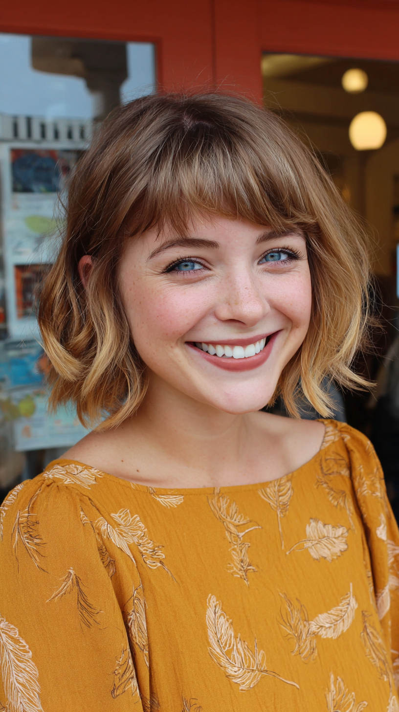 Chic Textured Lob with Soft Bangs