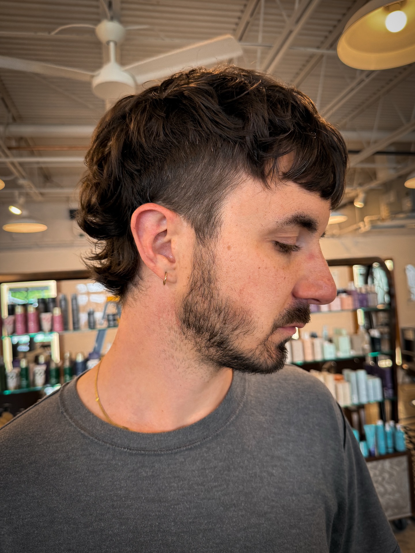 Distinctive Modern Mullet with Textured Bangs