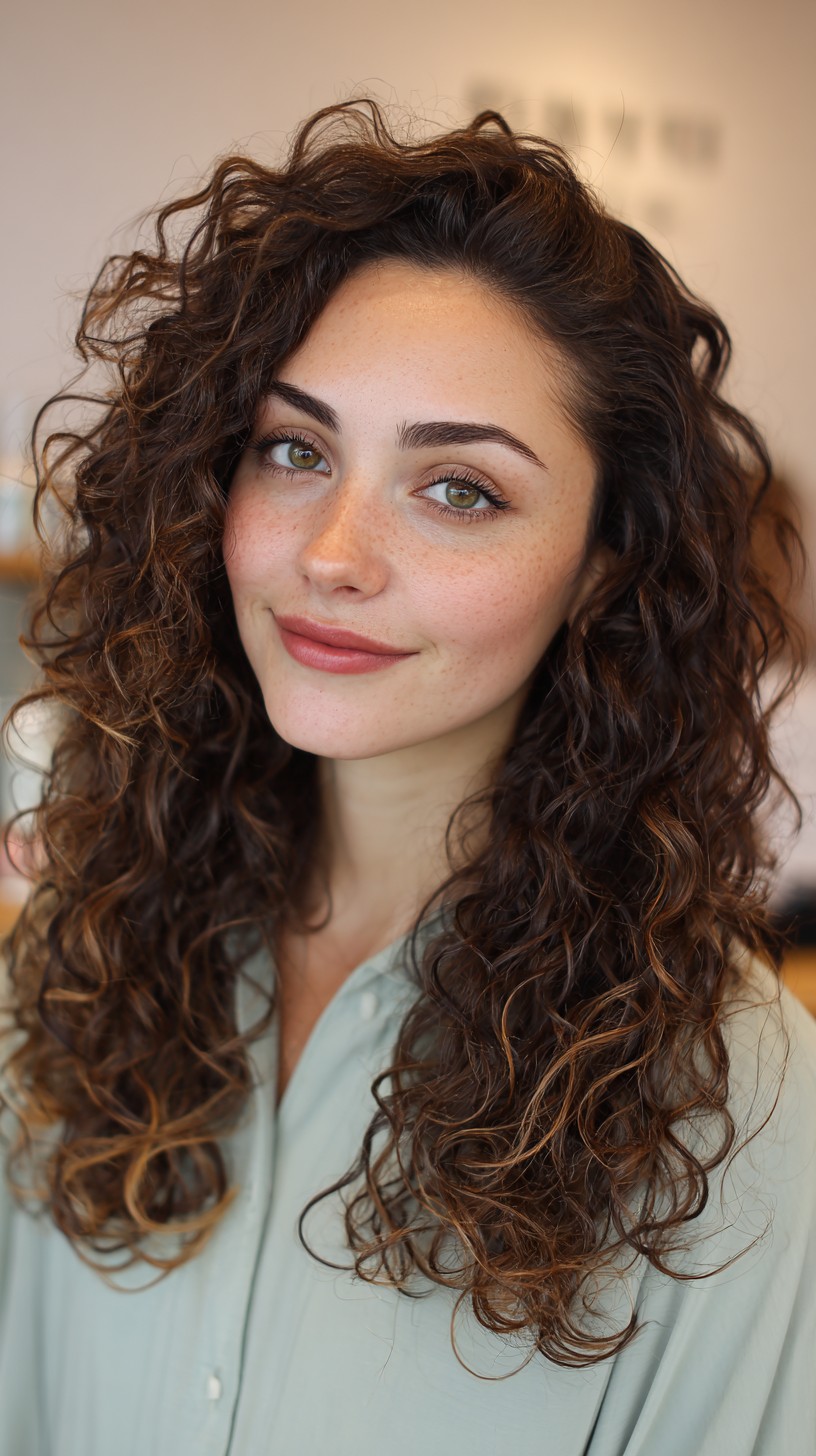 Effortless Bronzed Brown Tousled Curls
