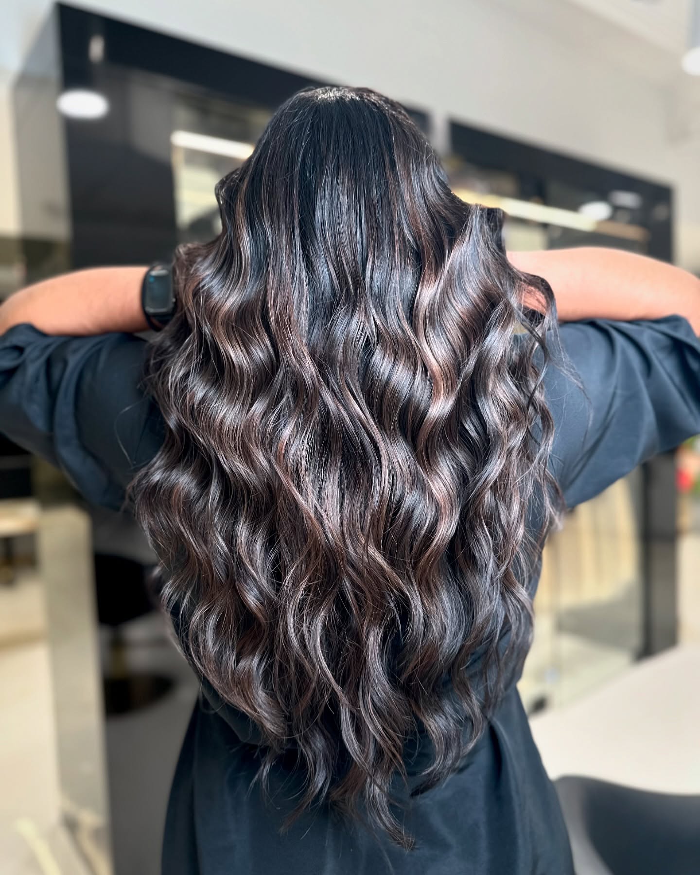 Gorgeous Dark Brown Balayage with Defined Waves