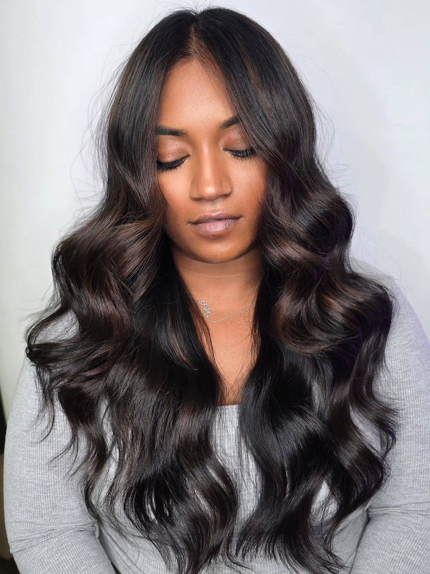 Gorgeous Dark Brown Balayage with Soft Waves
