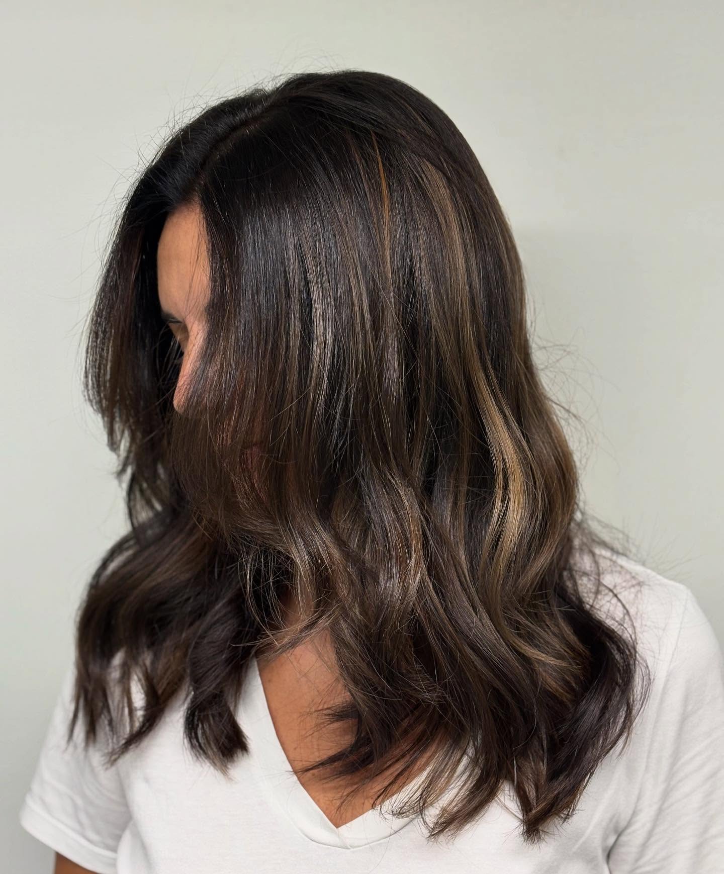 Luxurious Dark Brown Balayage Waves