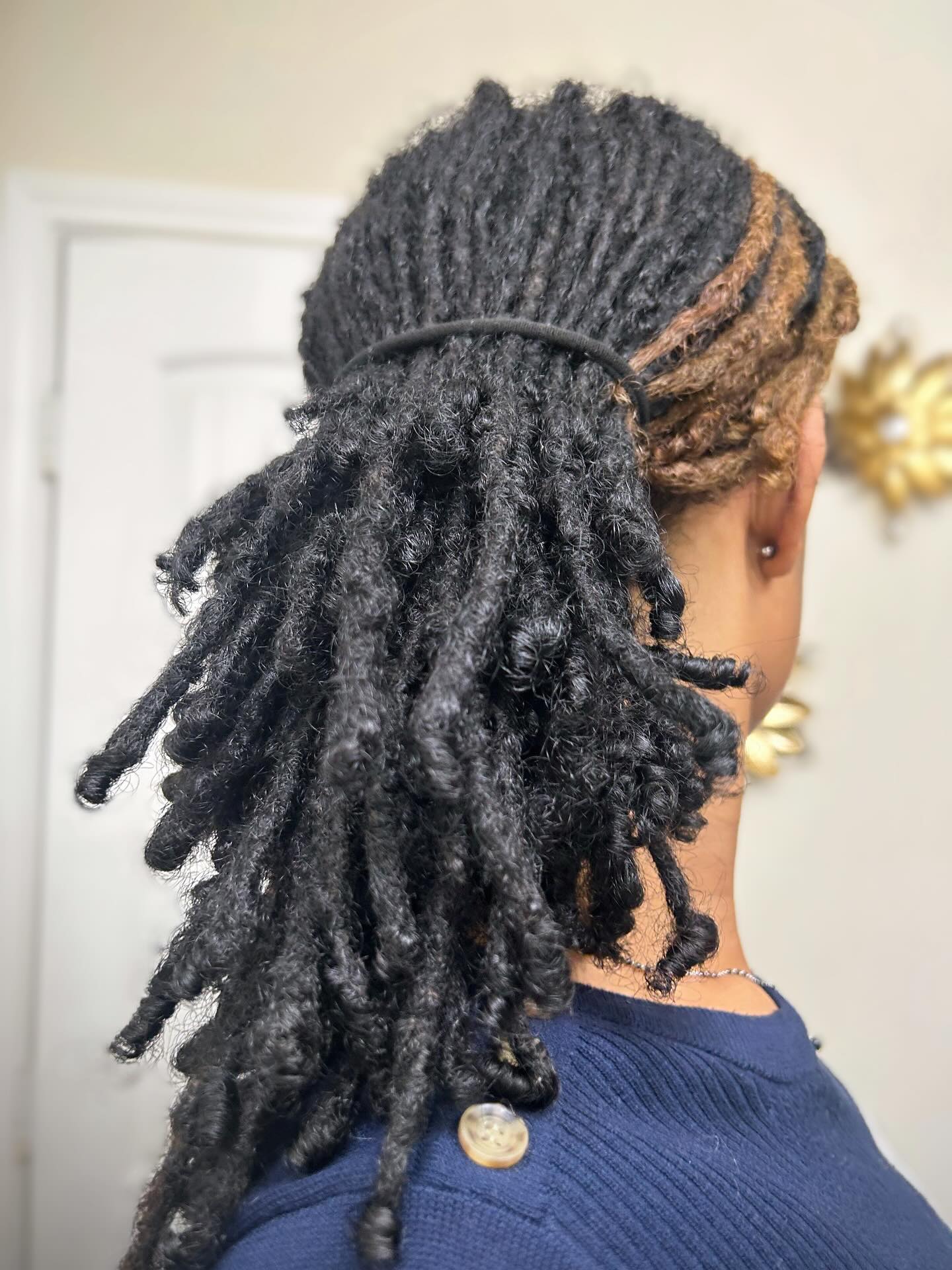 Playful Layered Locs with Curly Ends