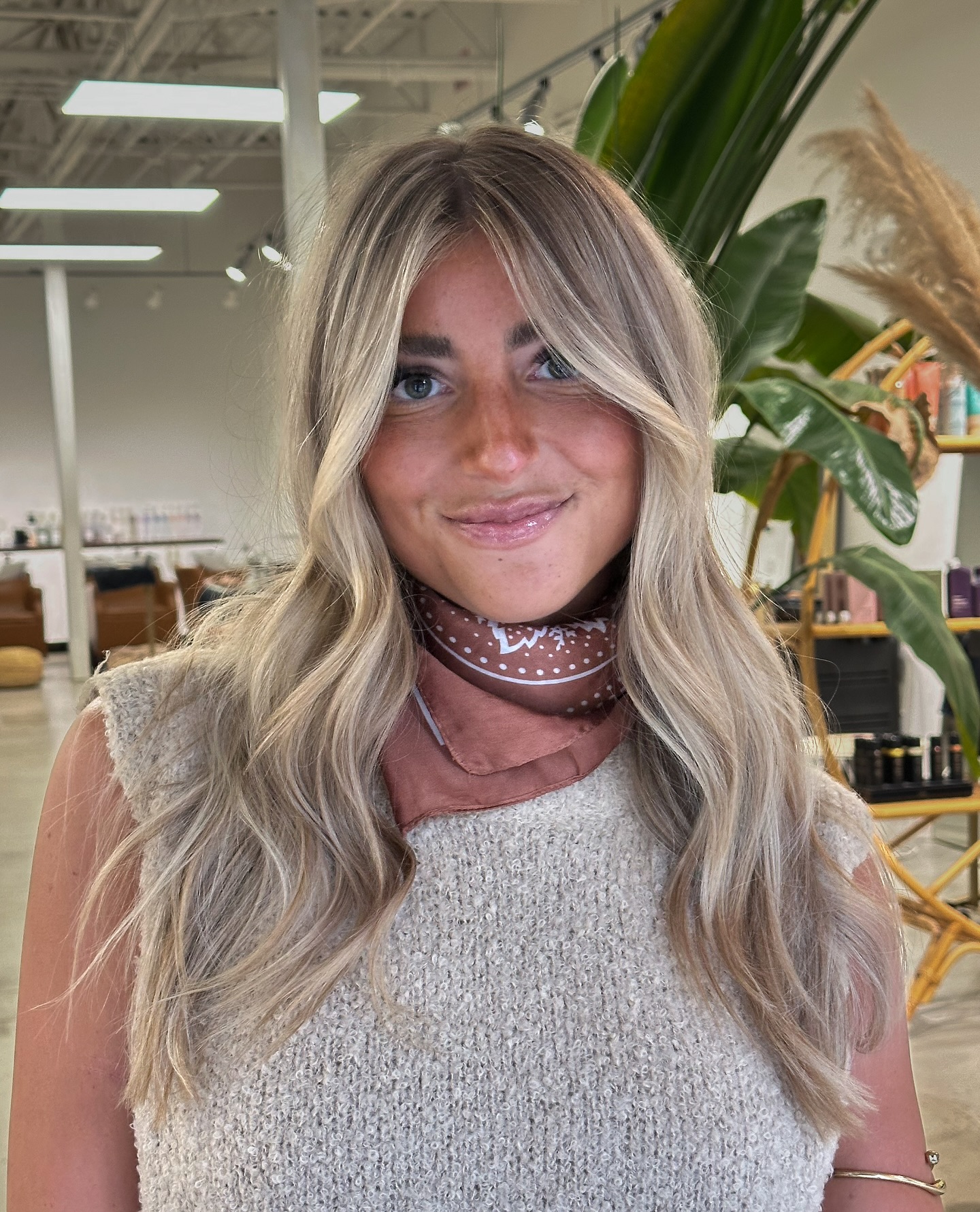 Soft Ash Blonde Lowlights with Textured Layers