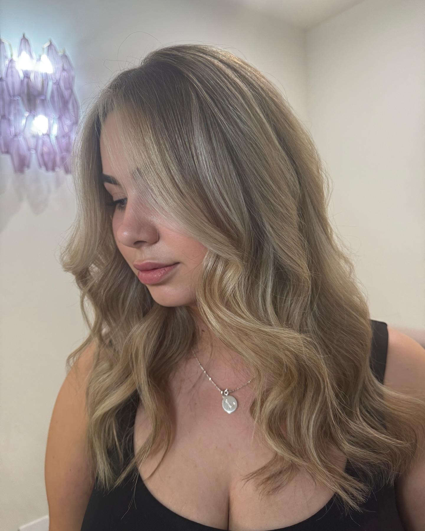 Soft Beige Lowlights with Beachy Waves