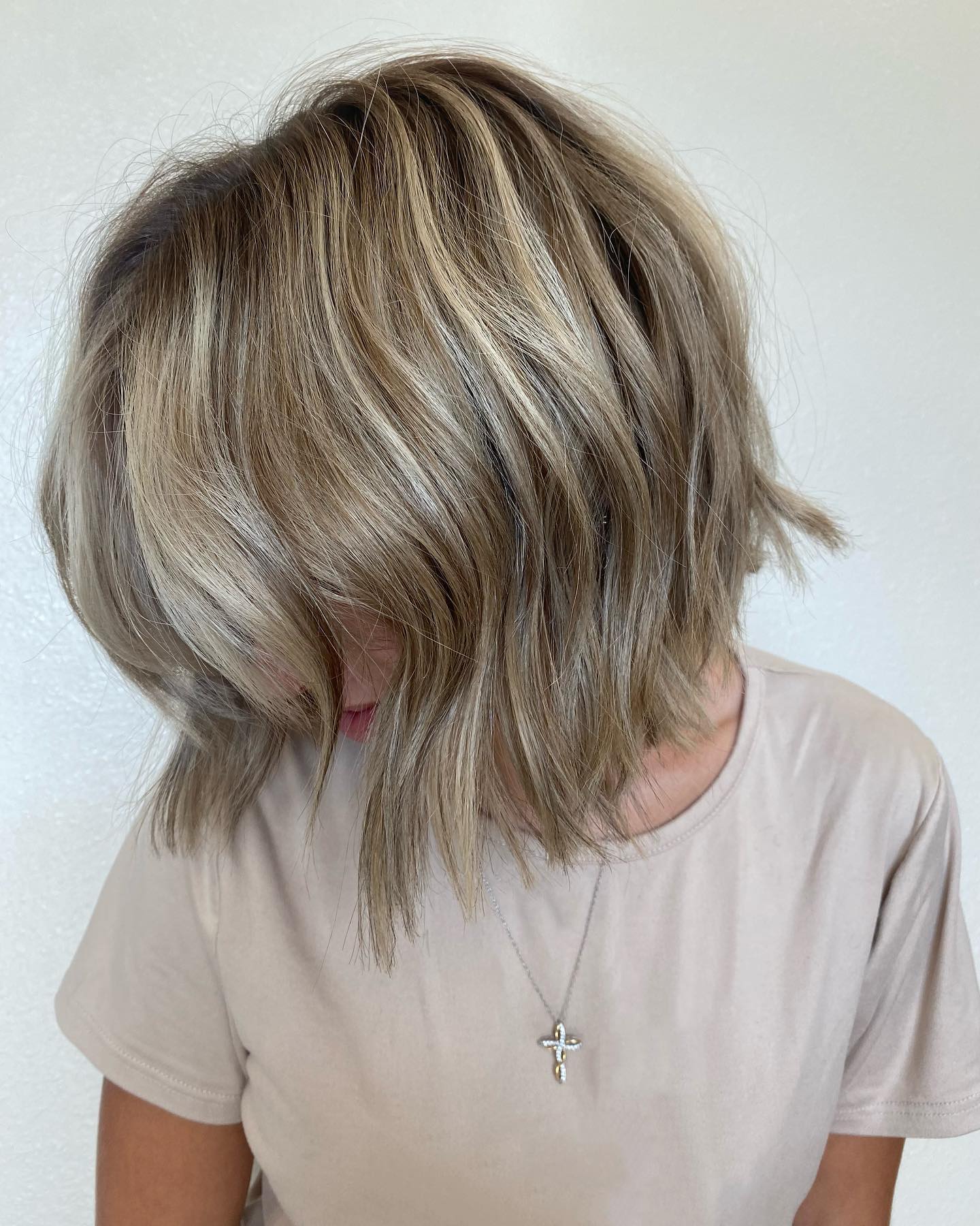 Textured Blonde Bob with Rich Lowlights
