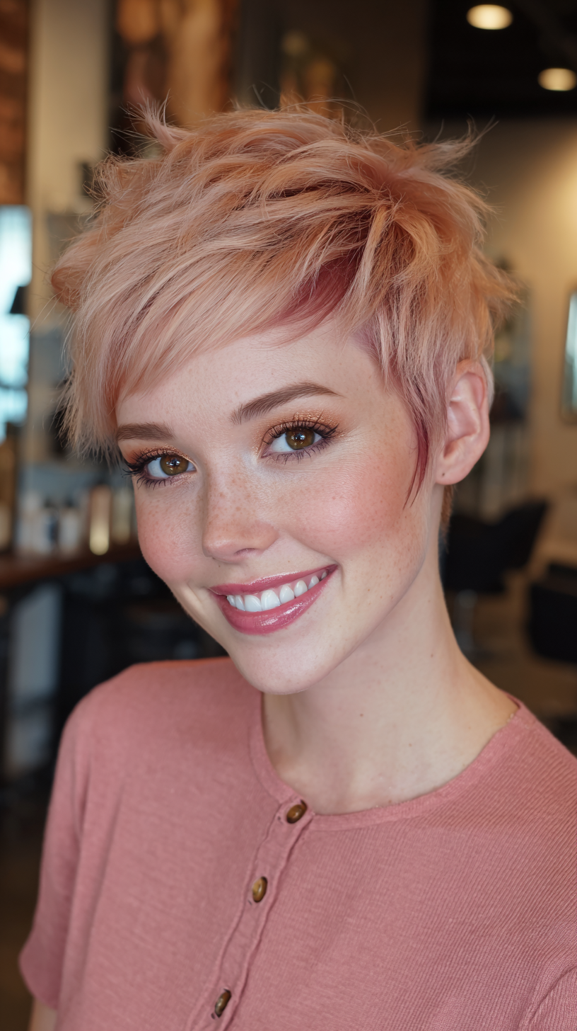 Textured Pixie Cut with Subtle Burgundy Lowlights