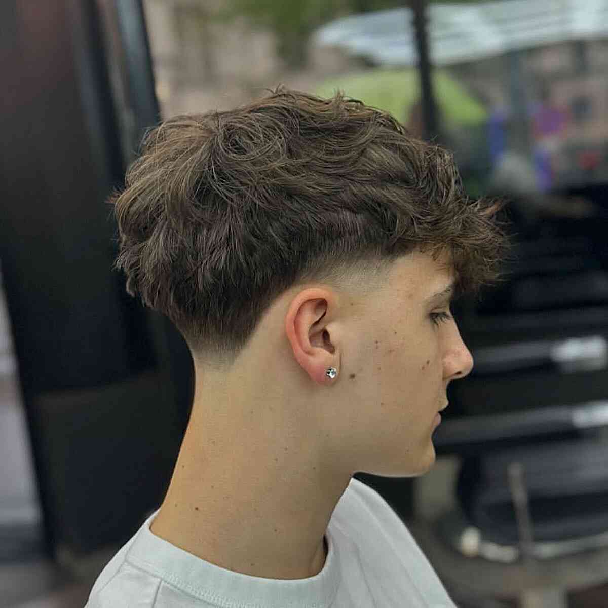 Textured Taper Fade with Curly Top
