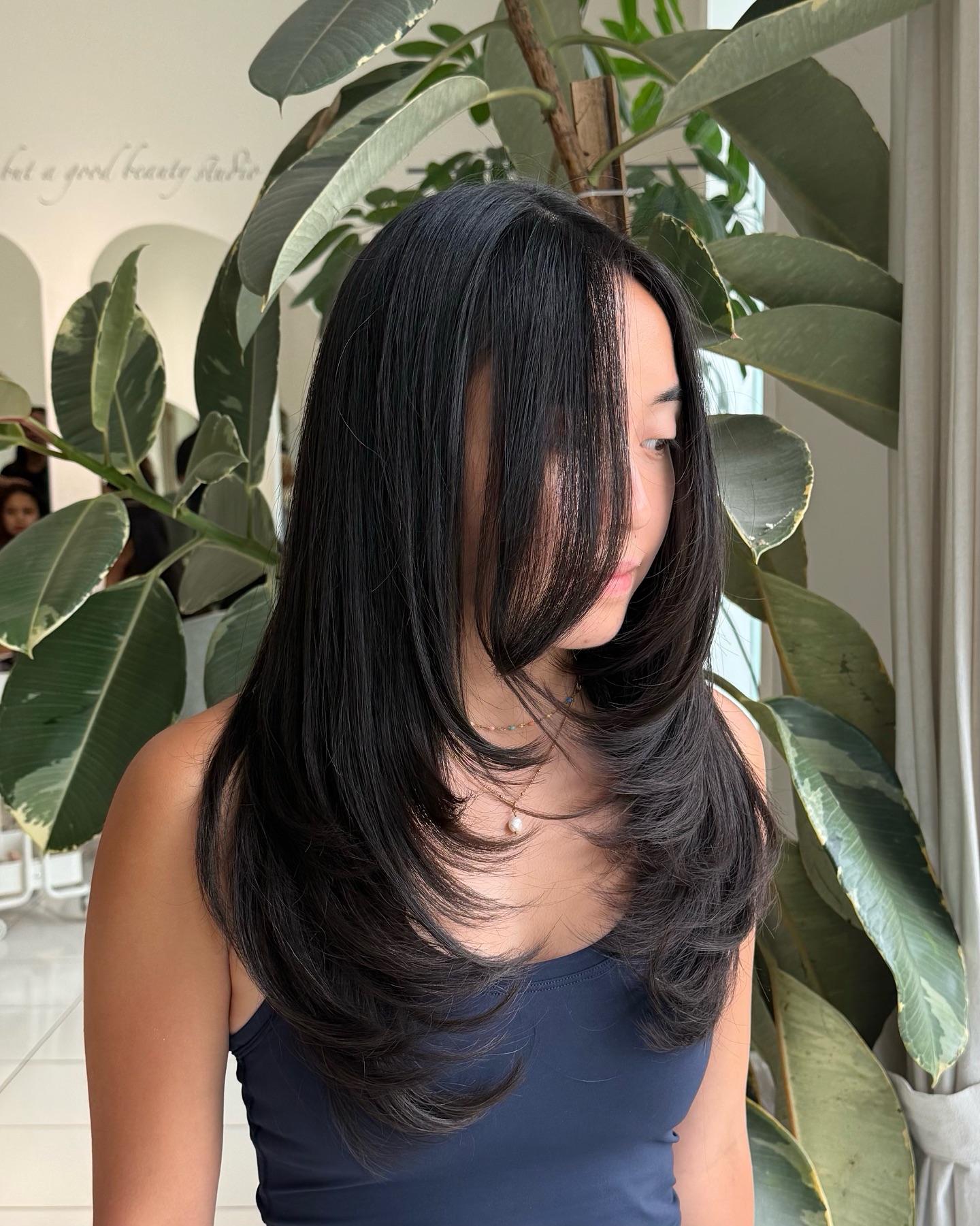Timeless Soft S-Curves on Long Black Hair