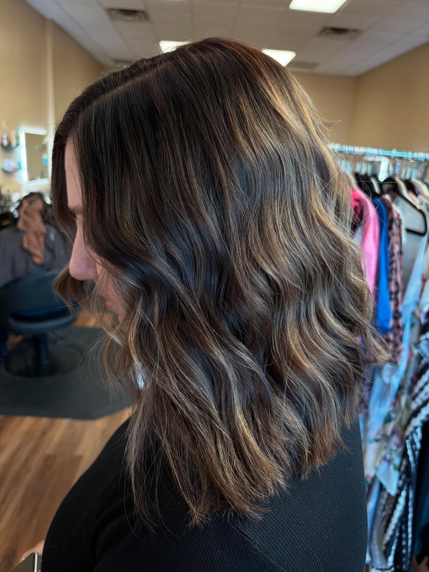 Warm Dark Brown Balayage with Soft Beachy Waves