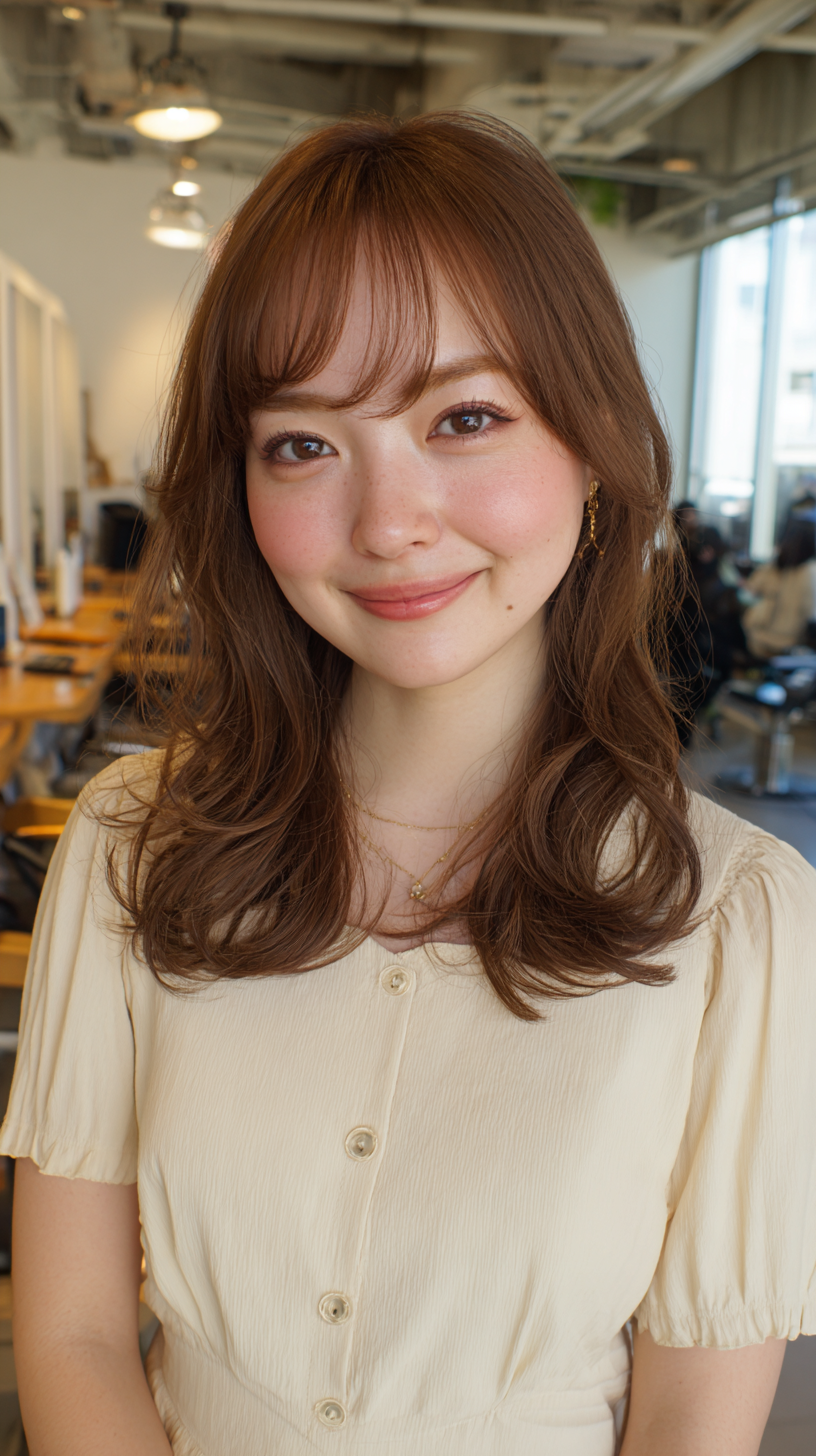 Beautiful Soft Waves with Side-Swept Bangs