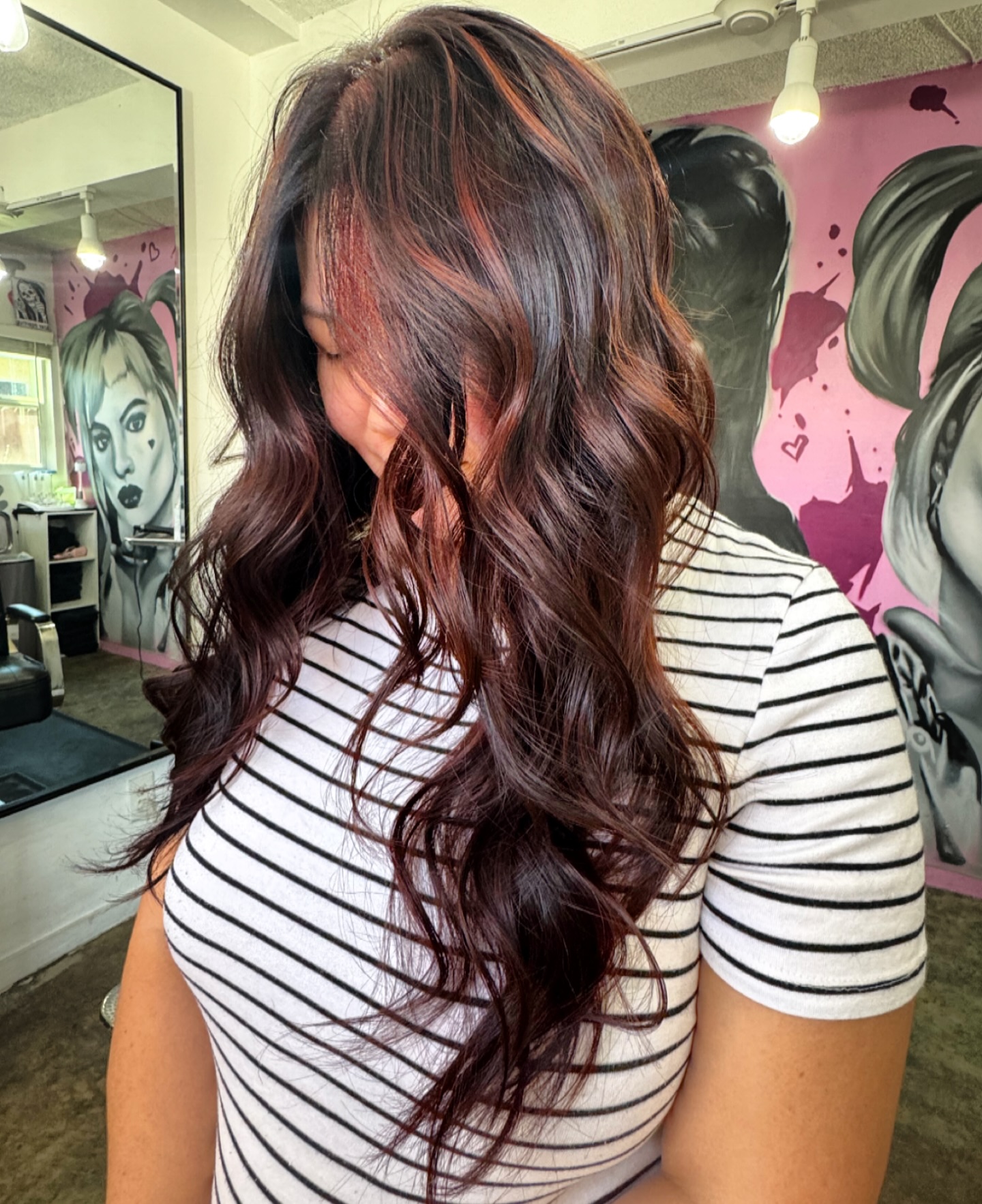 Charming Cherry Chocolate Waves with Subtle Highlights