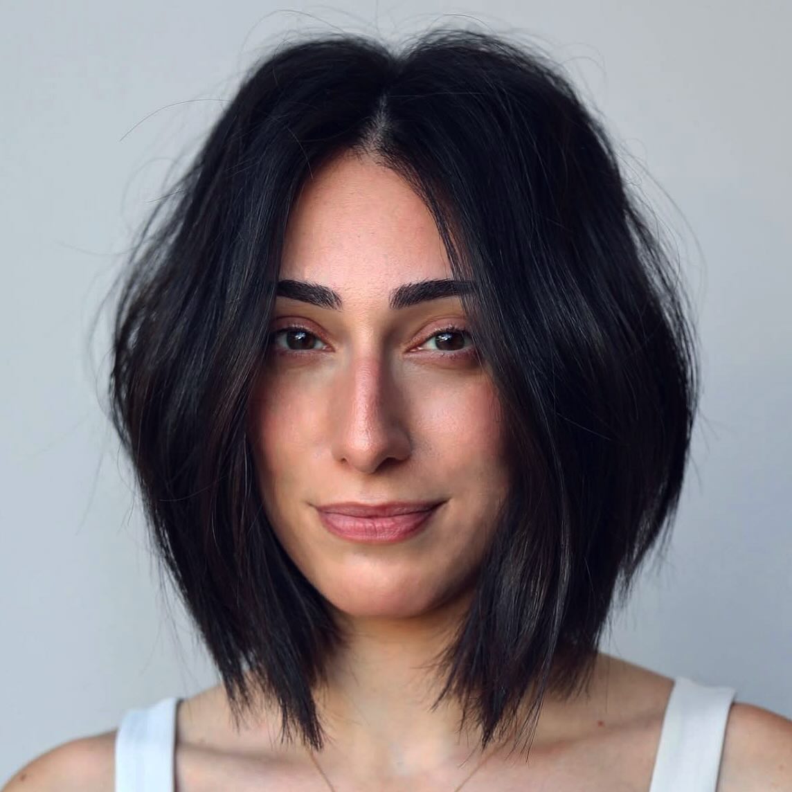 Chic Asymmetrical Lob with Textured Waves