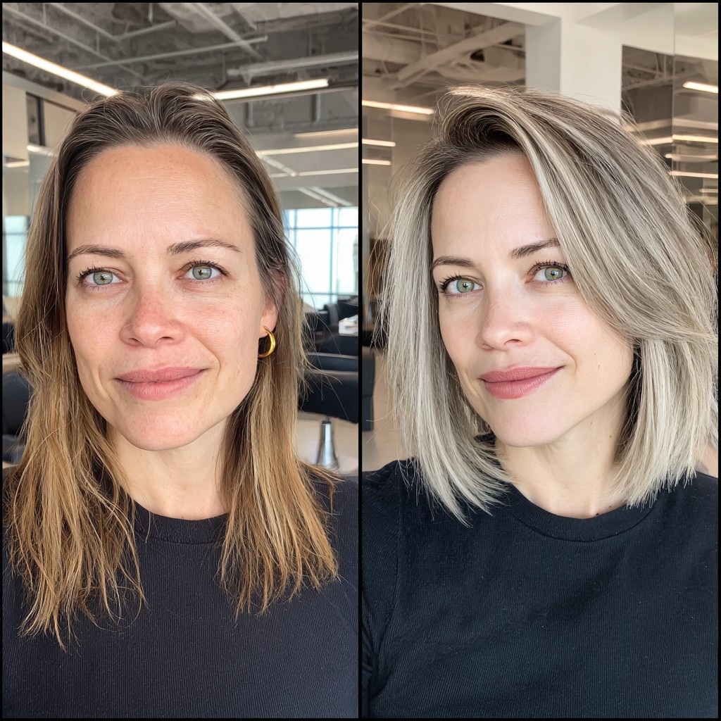 Chic Bob with Cool Blonde Highlights