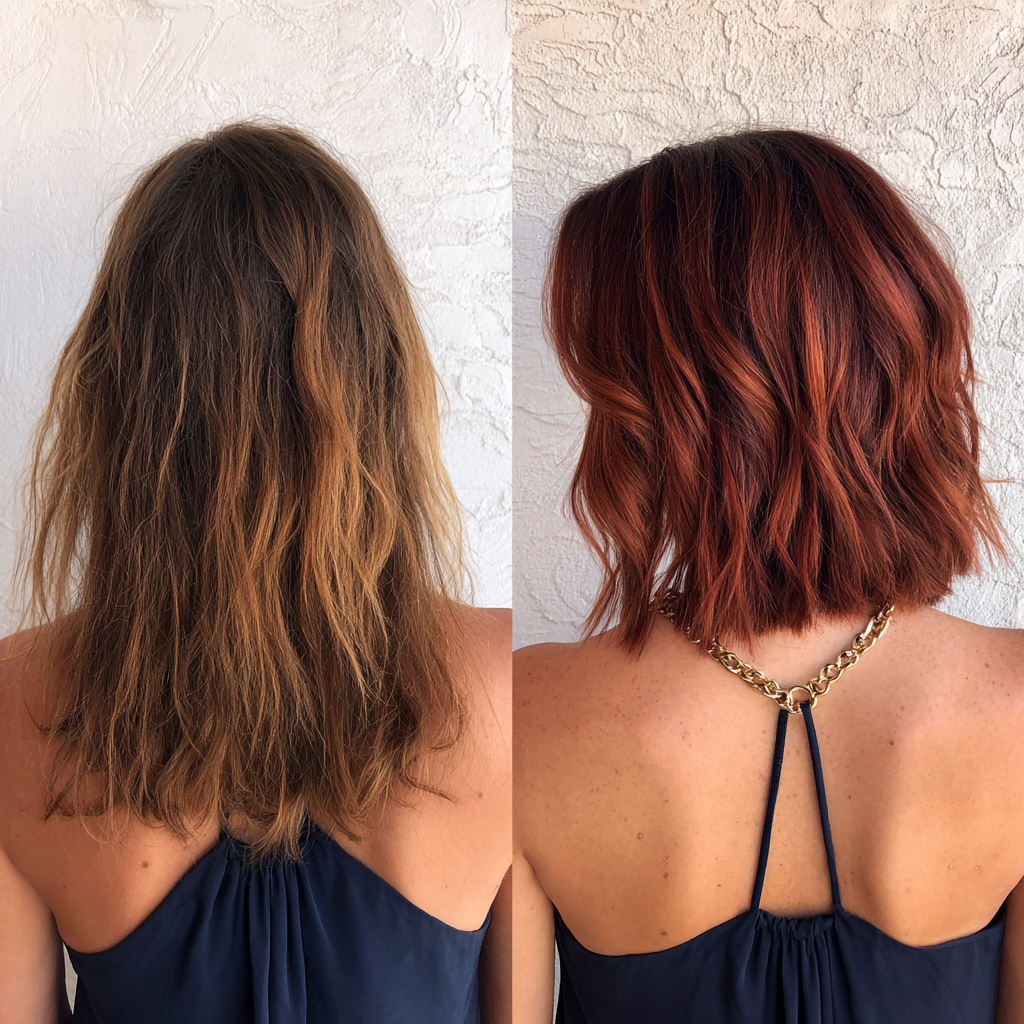 Chic Cherry Chocolate Bob with Textured Waves