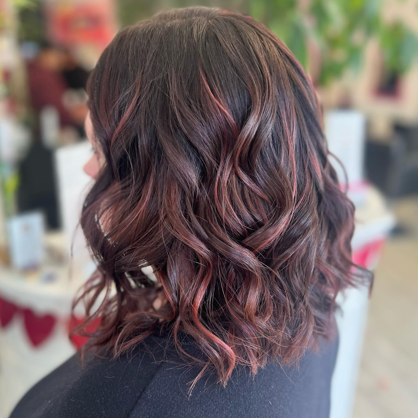 Chic Cherry Chocolate Waves with Subtle Dimension