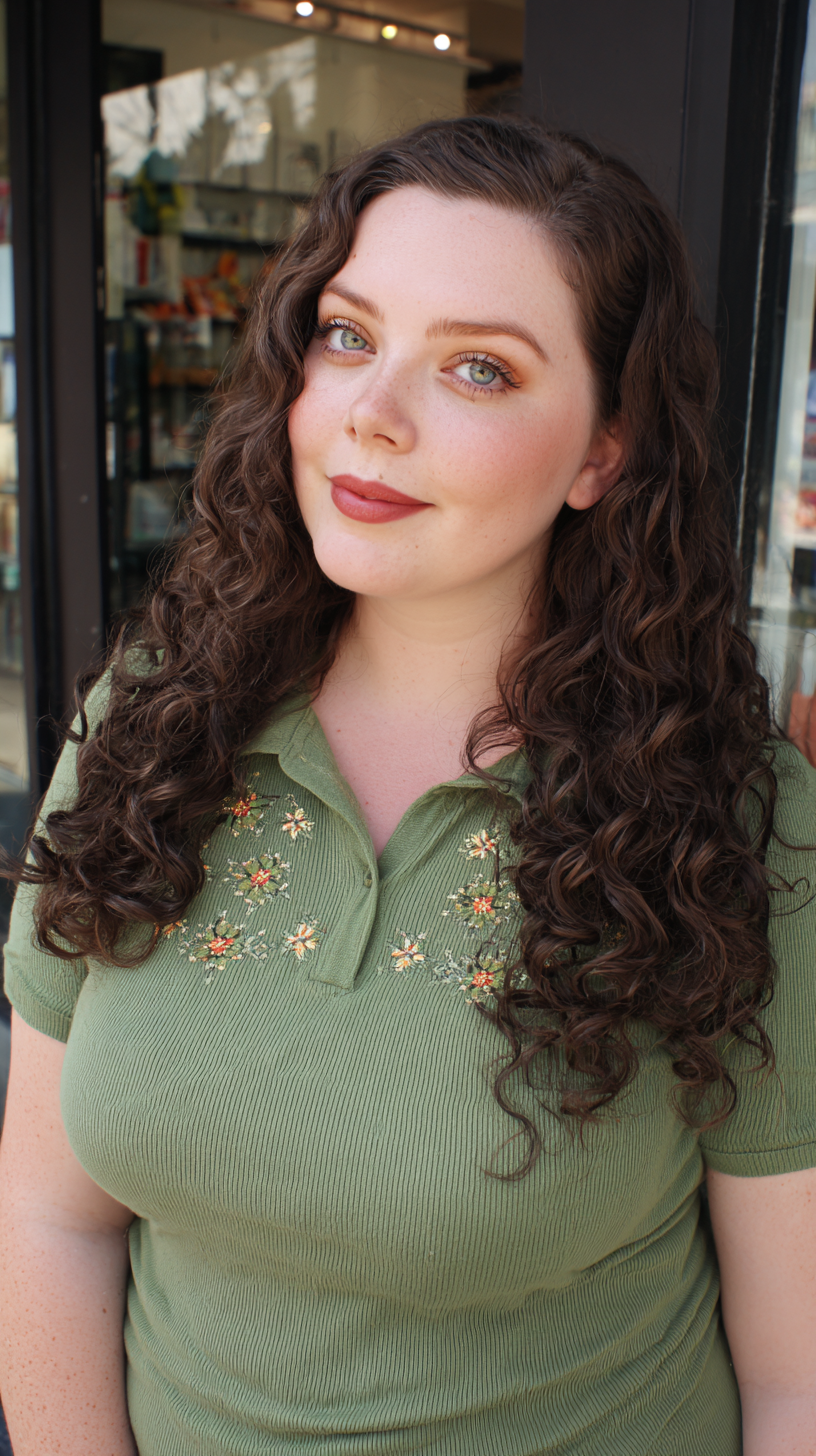 Chic Curly Long Layers with Face-Framing Curls