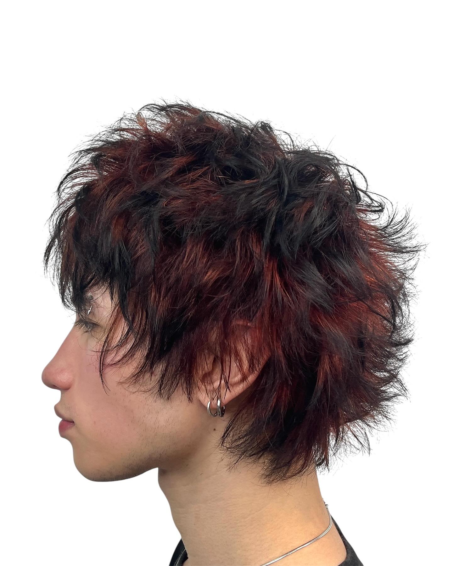 Disheveled Crimson Tousle with Natural Texture