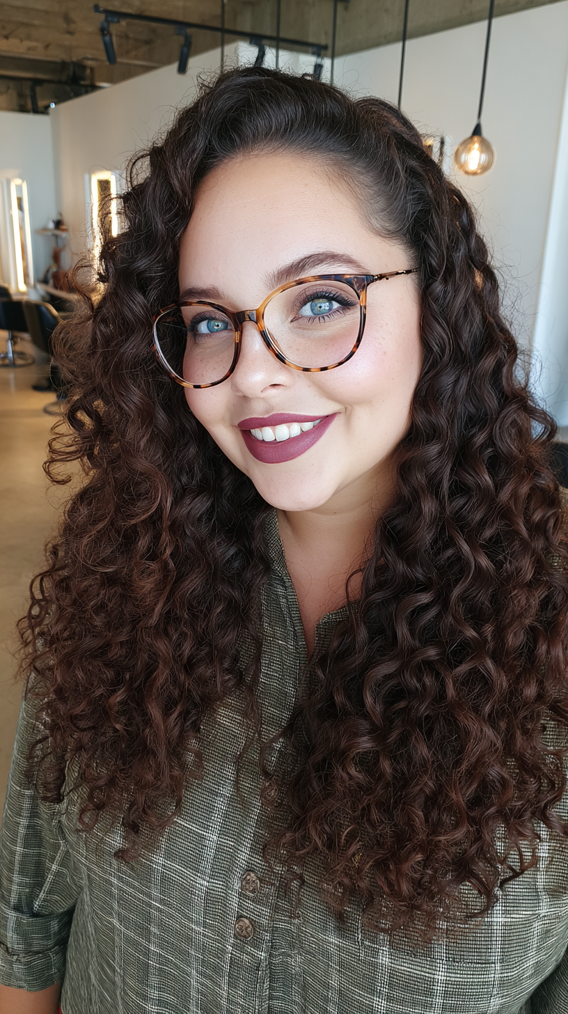 Dynamic Curly Layers with Soft Face-Framing Texture
