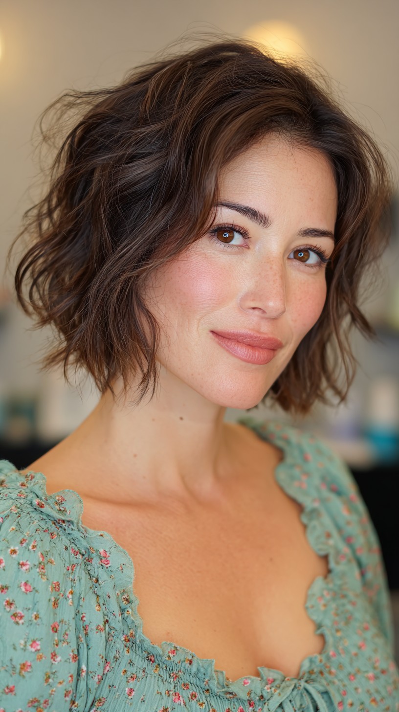 Effortless Brunette Waves with Soft Textured Layers