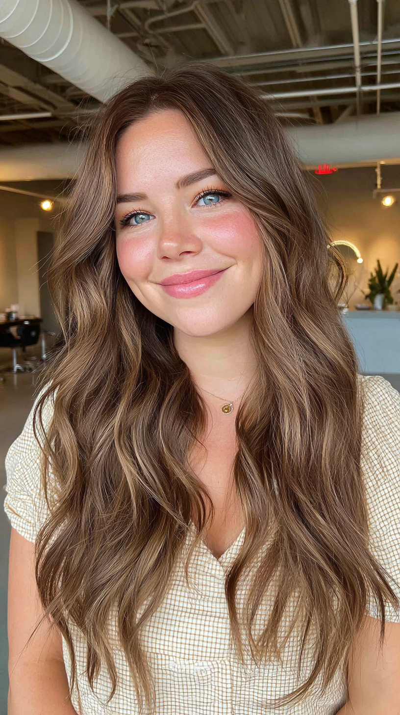 Effortlessly Chic Long Waves with Soft Highlights