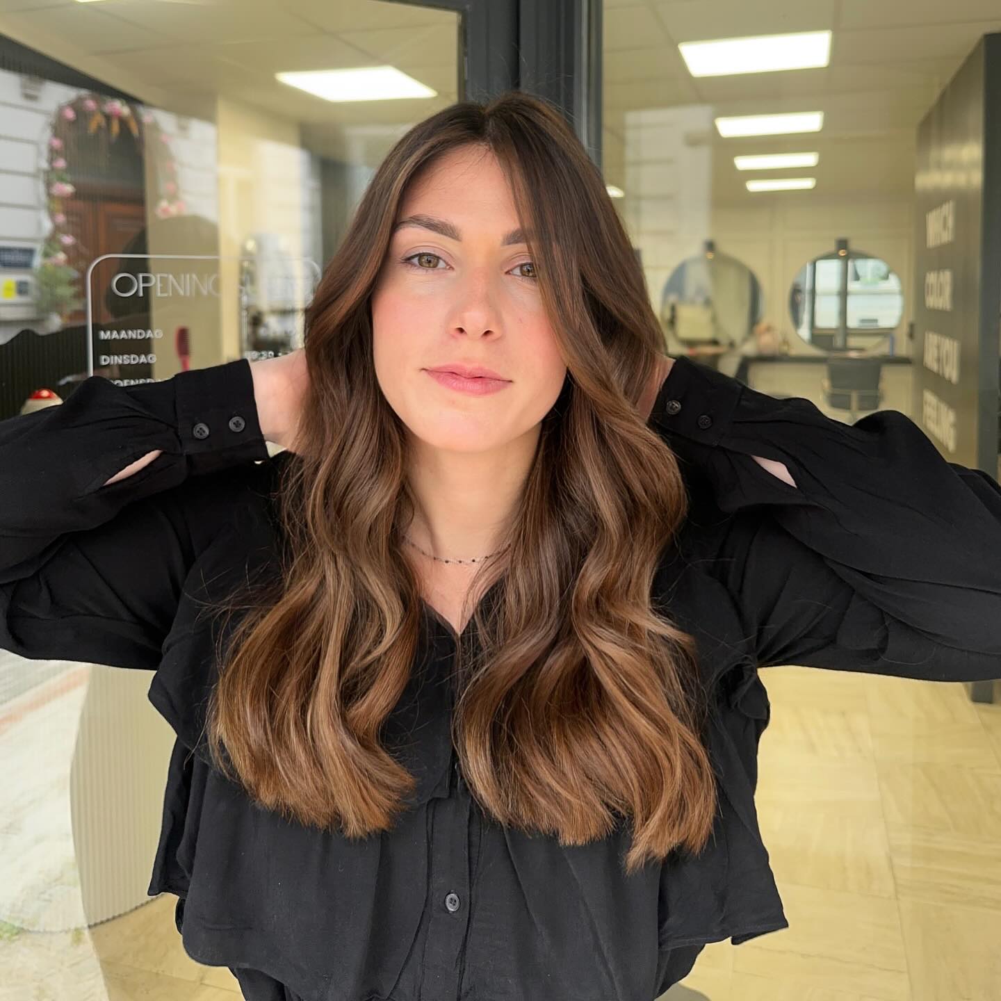 Elegant Long Layered Balayage with Subtle Highlights