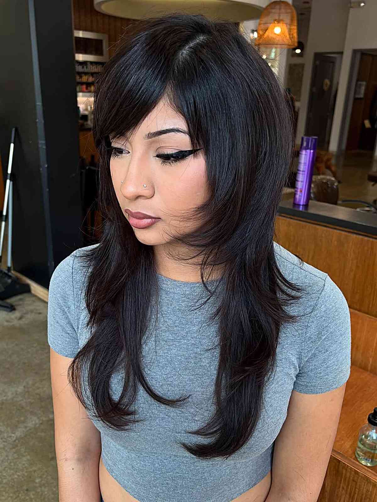 Long Layered Cut with Side Bangs