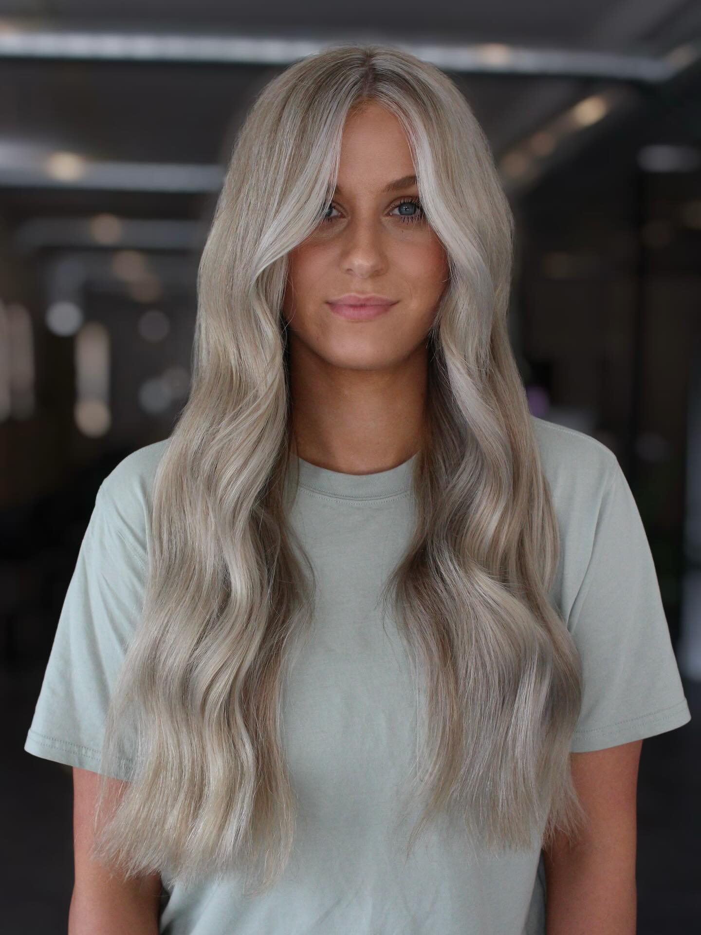 Luminous Silver Blonde Cascade with Soft Waves