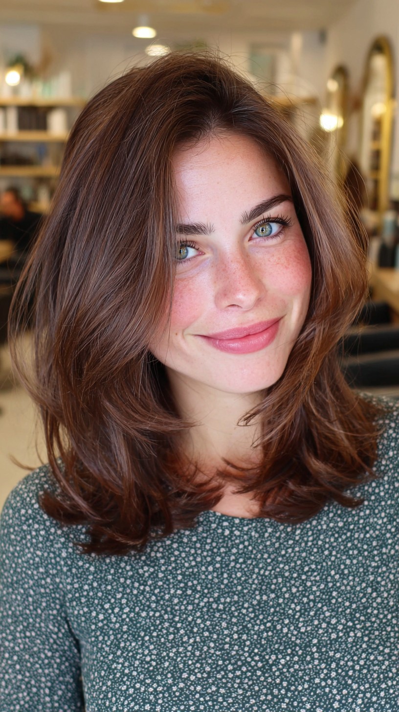 Lustrous Chestnut Layers with Natural Sweeping