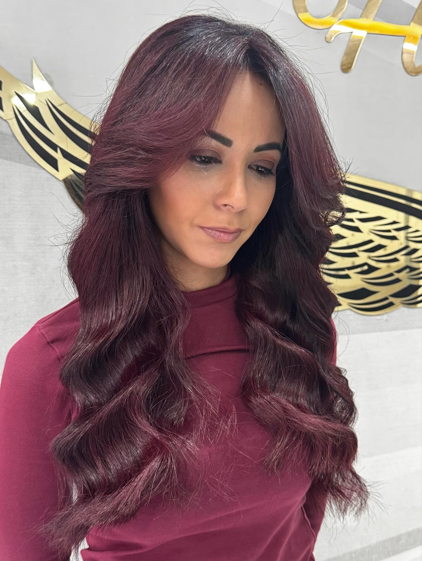 Luxurious Plum Velvet Waves with Silken Texture