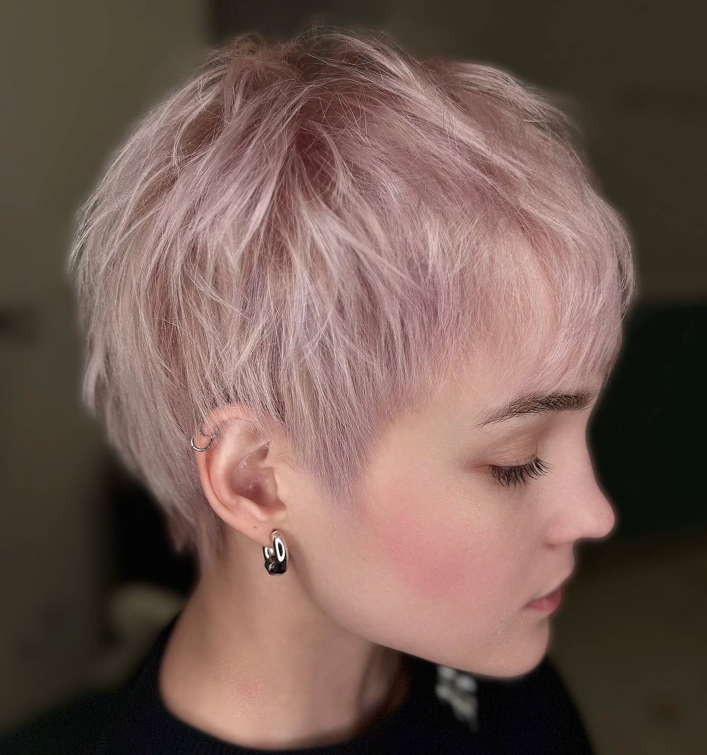 Pastel Pink Pixie with Textured Layers