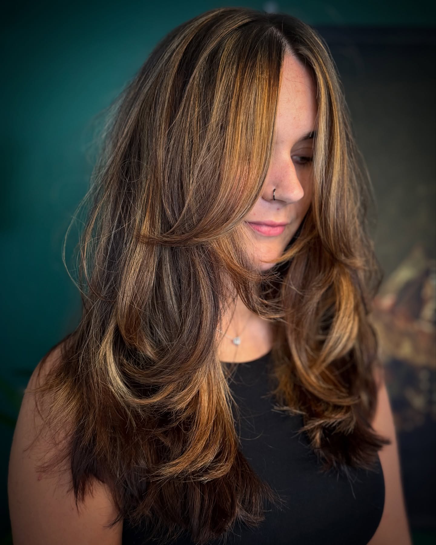 Rich Autumn Tones in Voluminous Long Layers