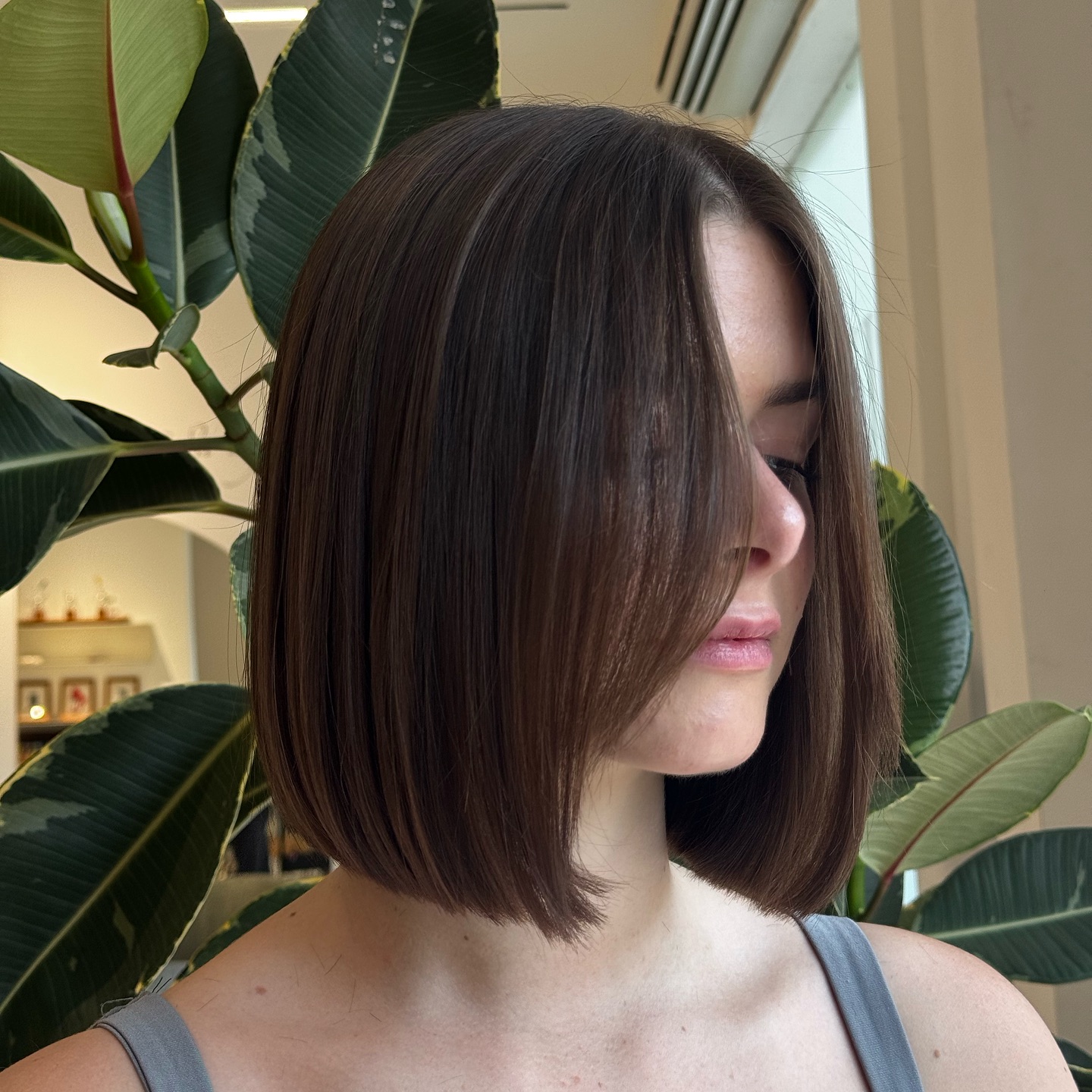 Sleek Brunette Bob with Precision Cut Edges