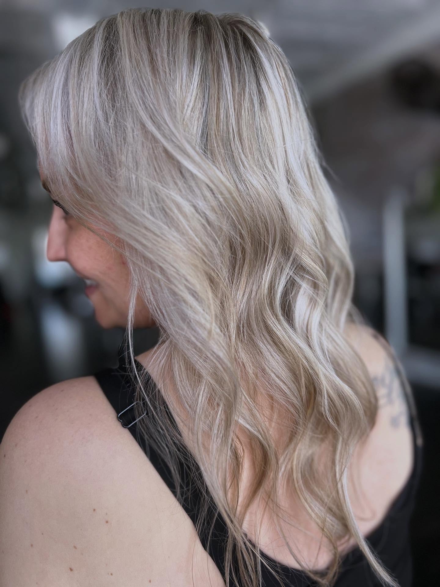 Soft Silver Waves with Delicate Balayage