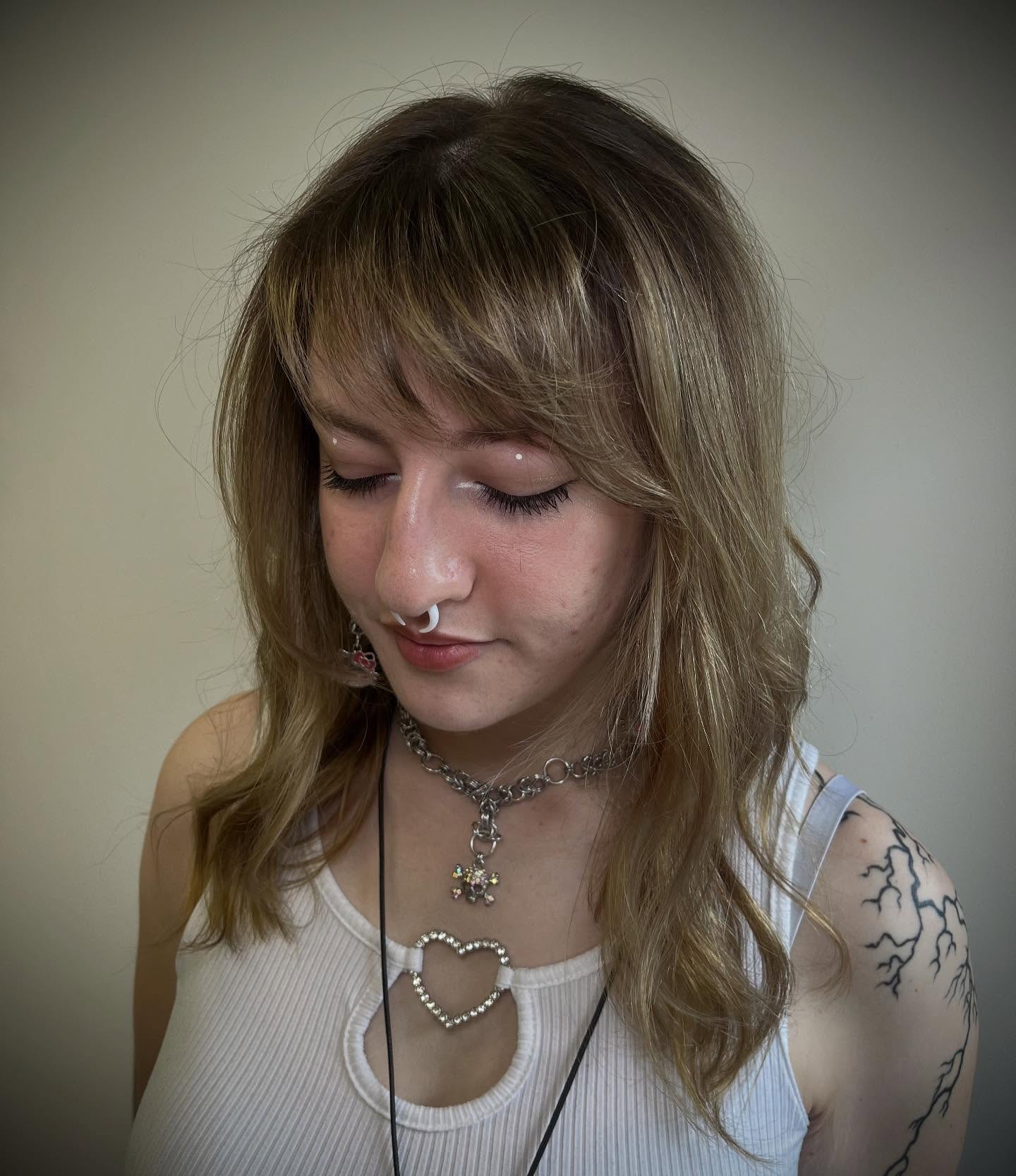 Soft Textured Mid-Length Cut with Wispy Bangs