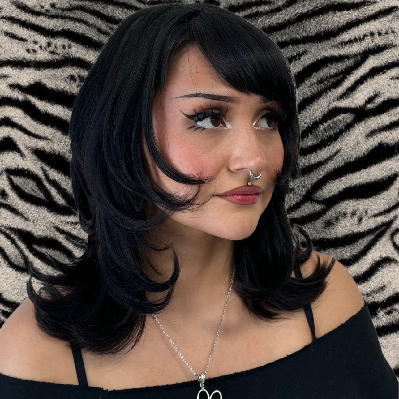 Stylish Layered Mid-Length Cut with Side Bangs