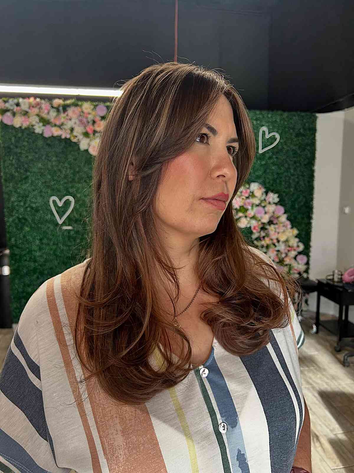 Stylish Long Hair with French Bangs