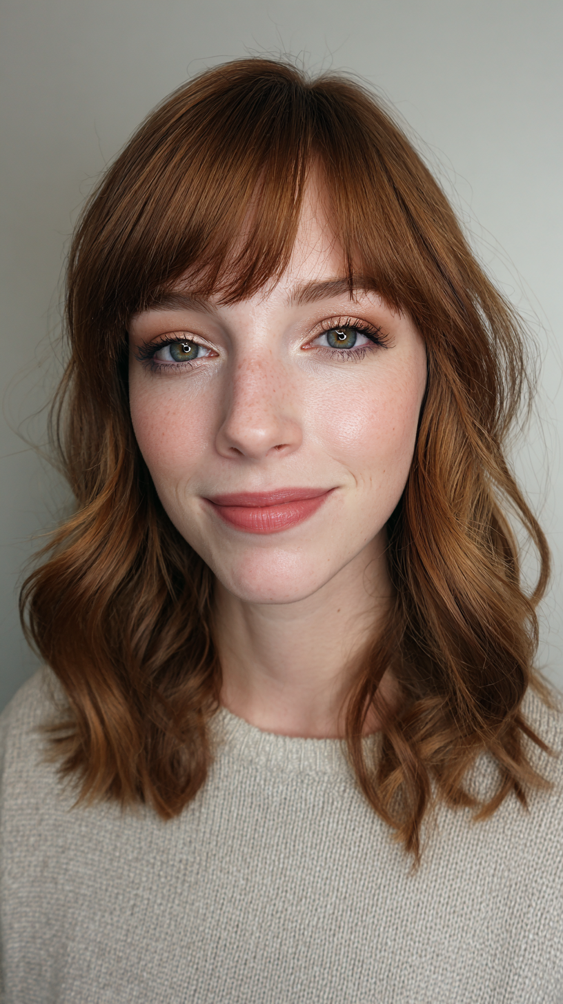 Textured Mid-Length Cut with Soft Side Bangs