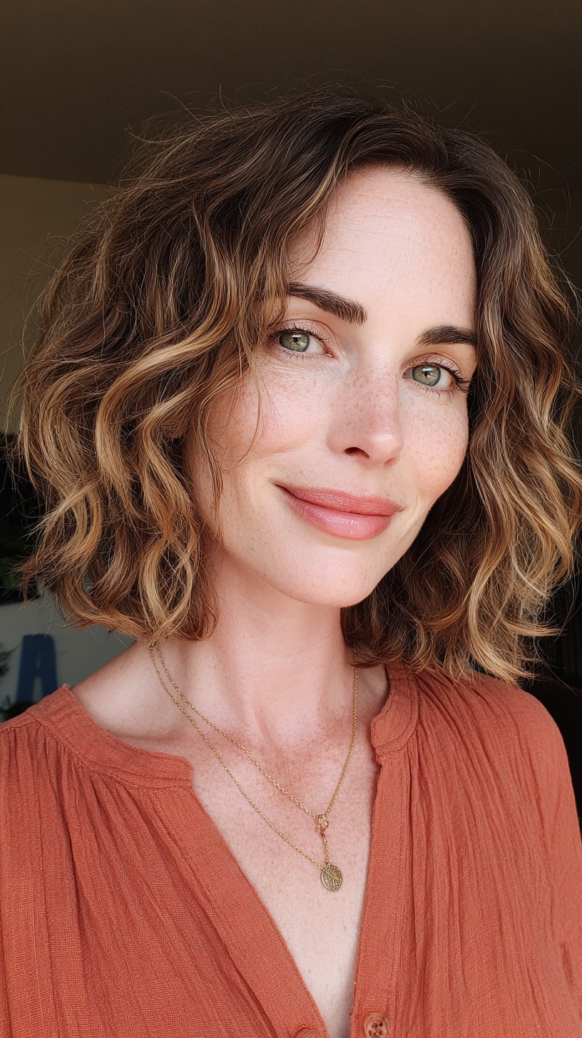 Textured Shoulder-Length Bob with Soft Waves